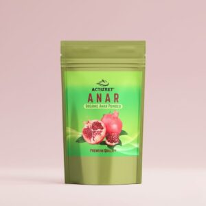 ACTIZEET Anar Powder pouch against a soft pastel pink background with clean studio lighting.