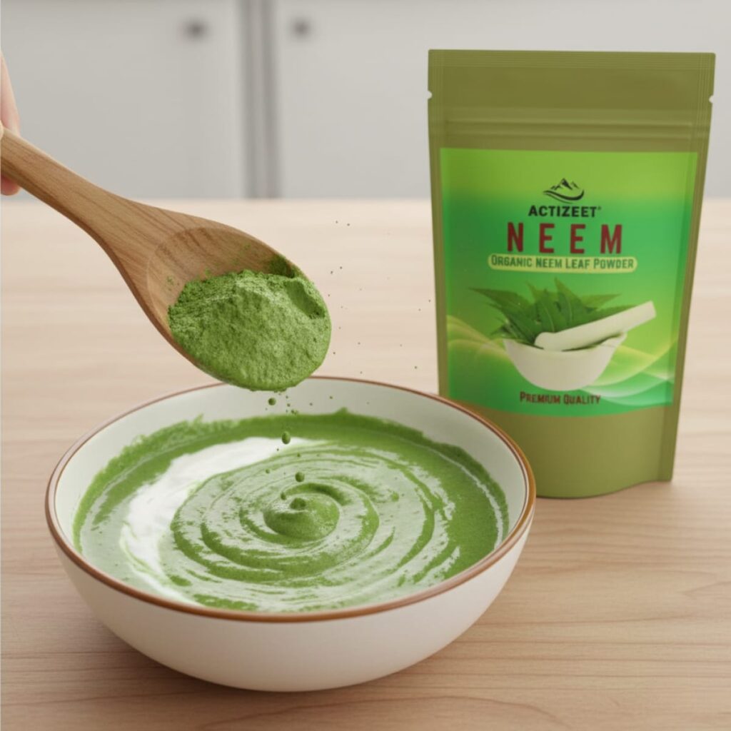 mixing neem powder face mask