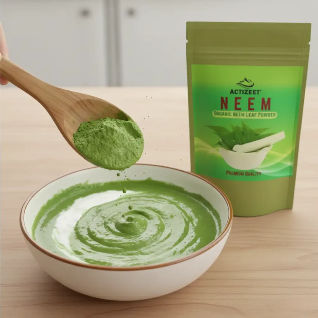 mixing-neem-powder-face-mask