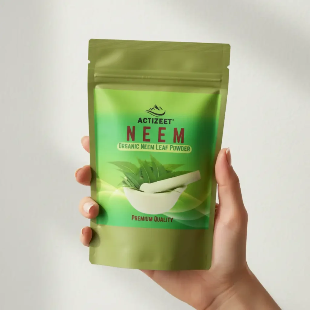 neem powder in hand