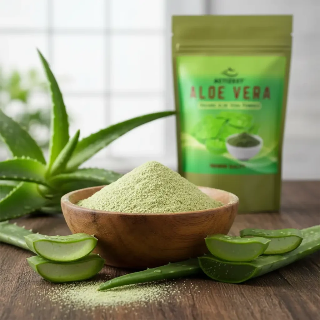 organic-aloe-powder-wooden-bowl-plants