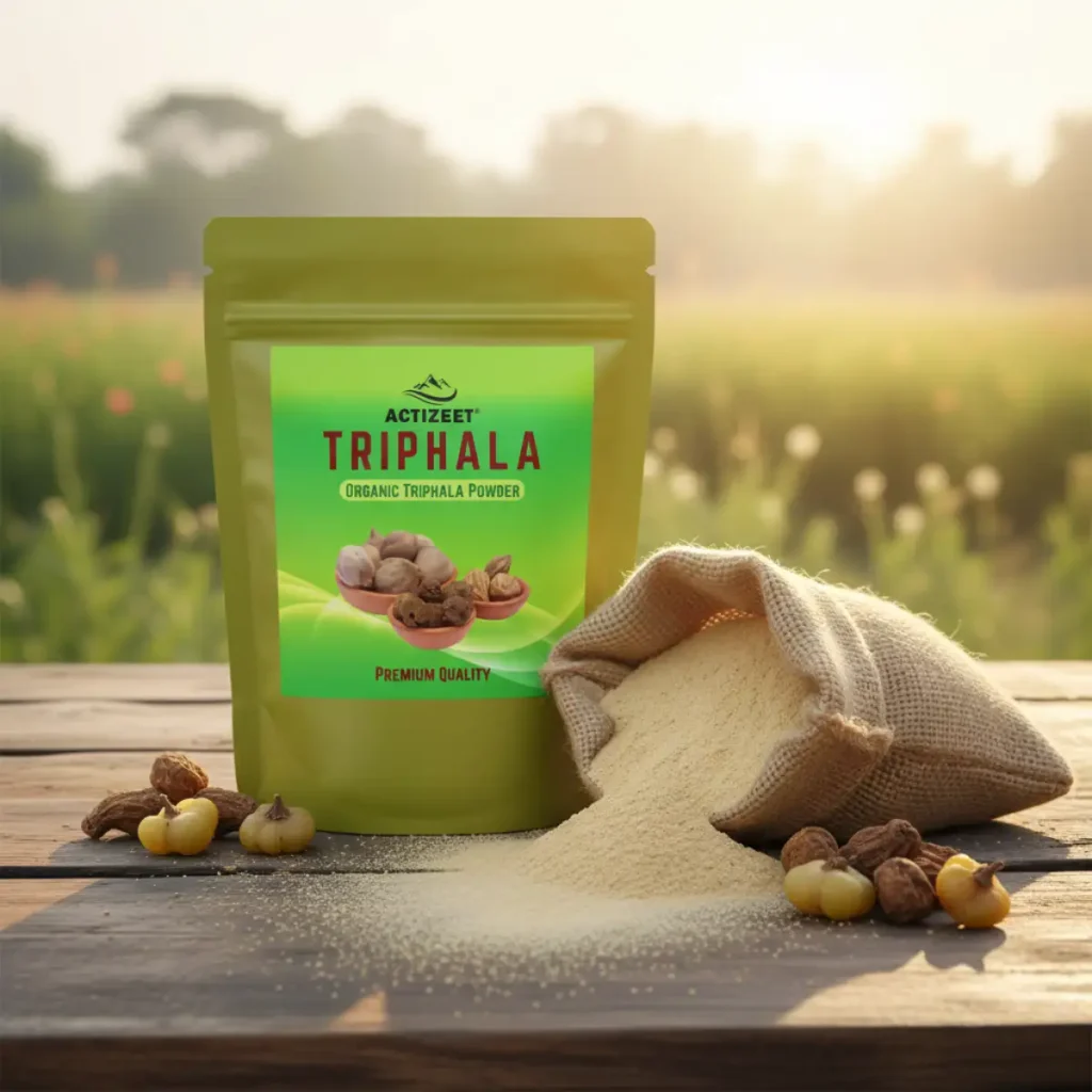 Organic triphala powder harvest