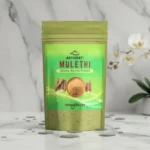 ACTIZEET Mulethi pouch on marble with water droplets and white orchid
