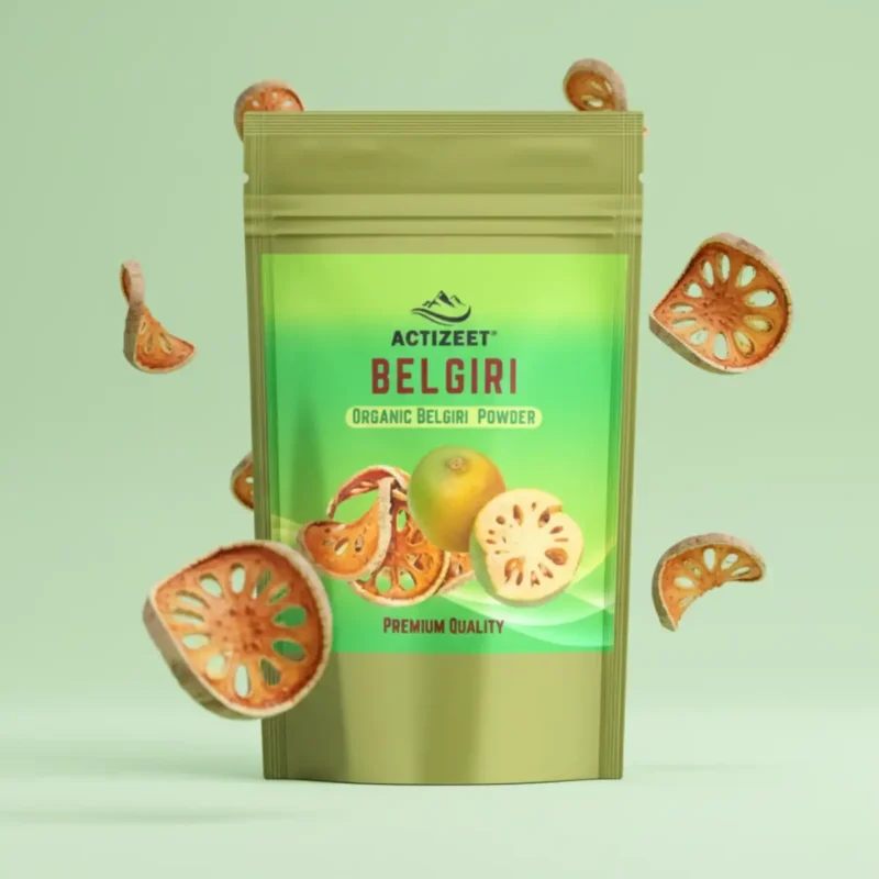 ACTIZEET Belgiri powder pouch with floating dried Bael fruit slices