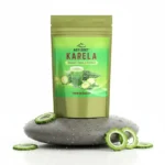 Product pouch on a grey river stone with water droplets and melon slices
