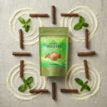 Top view flatlay of ACTIZEET Mulethi with mint and licorice sticks