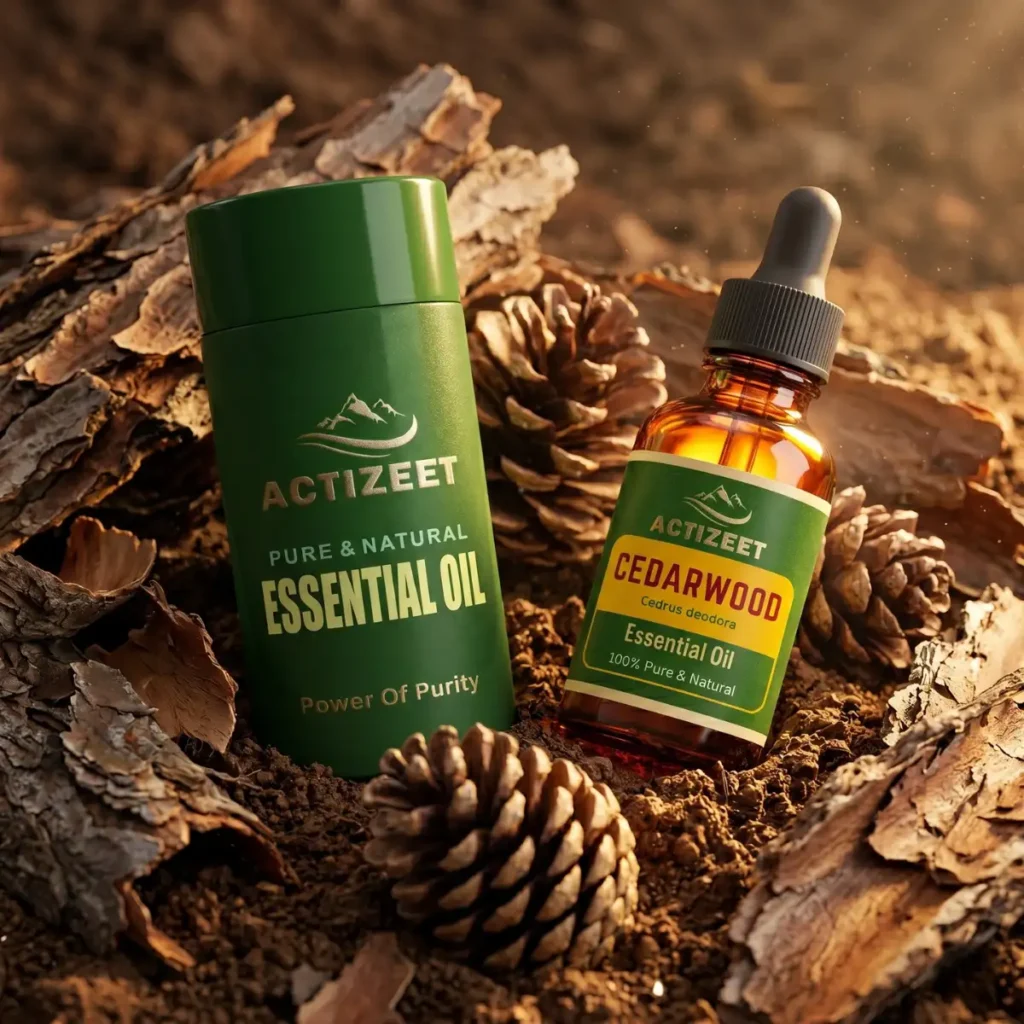 ACTIZEET Cedarwood Essential Oil Bottle and Packaging Box