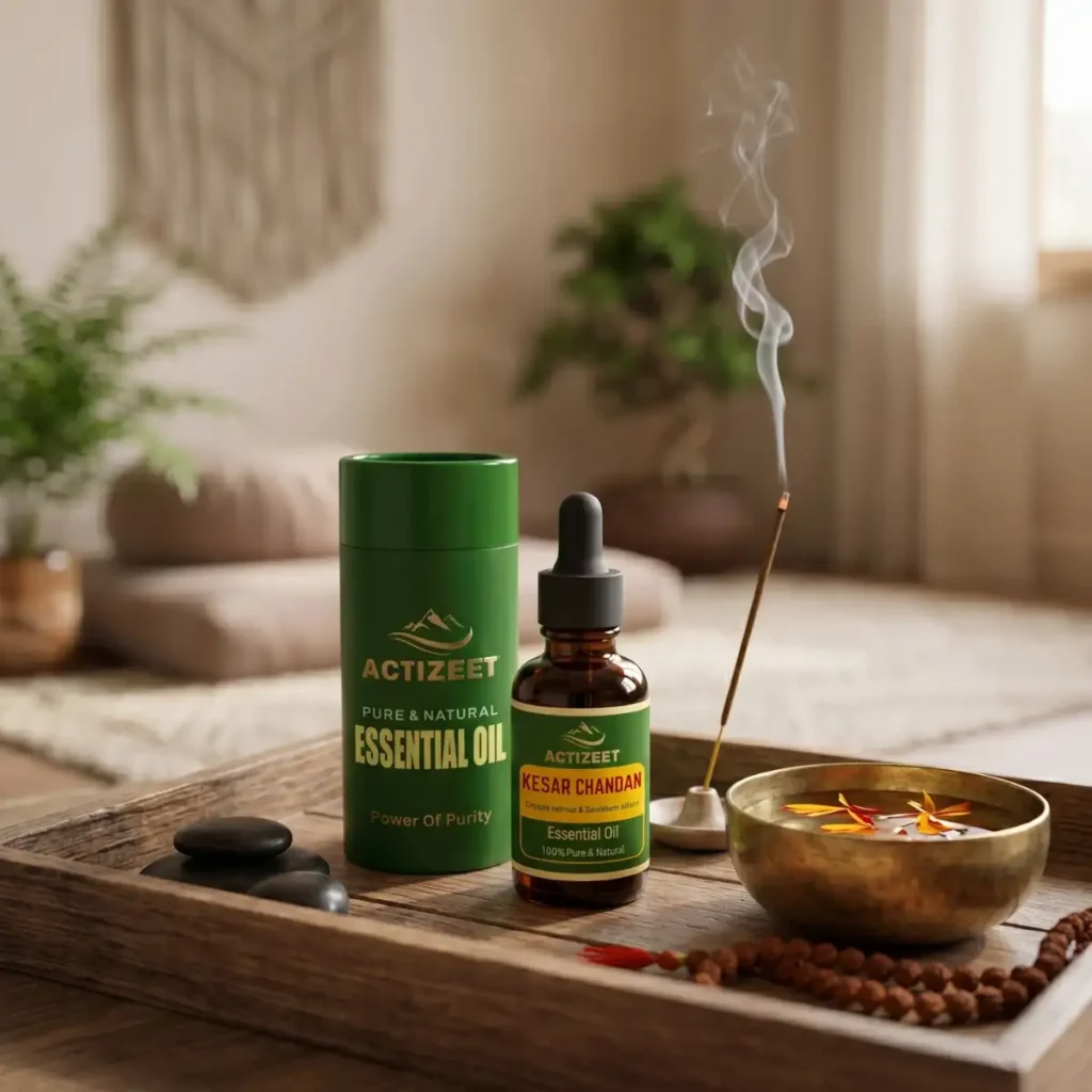 Natural Sandalwood and Saffron Oil for Skin Brightening