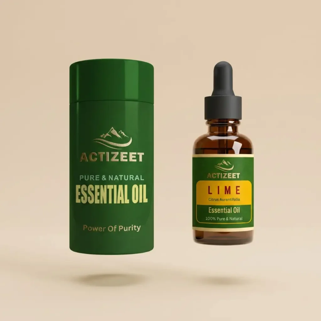 Premium Amber Glass Bottle ACTIZEET Lime Essential Oil with Cap