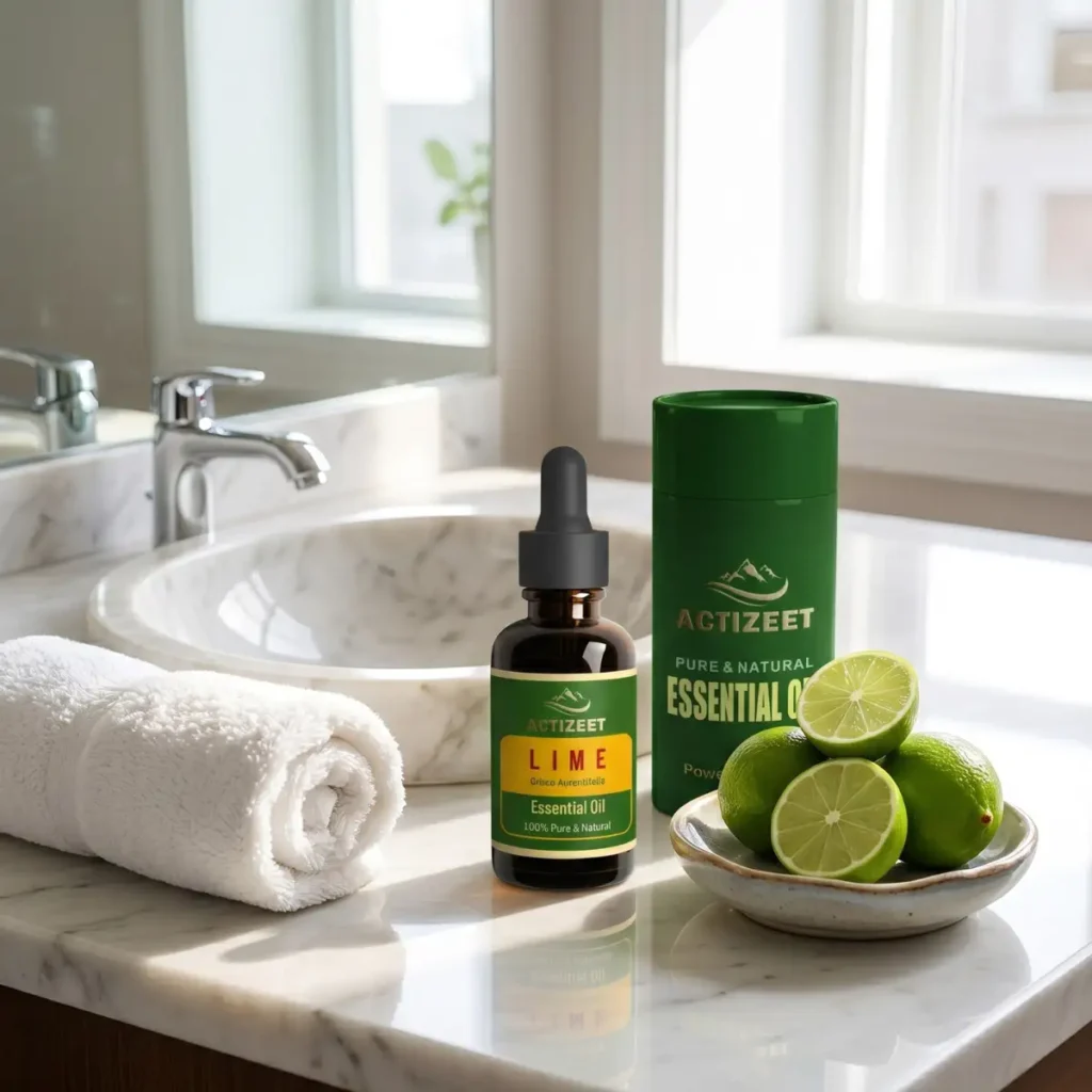 Refreshing Bathroom Vanity Scene with ACTIZEET Lime Essential Oil