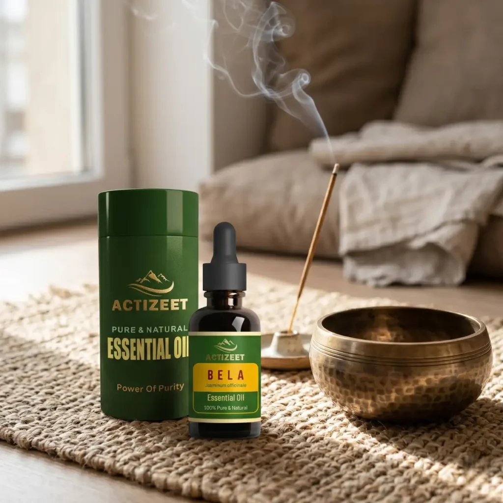 Stress relief jasmine extract ACTIZEET Bela Essential Oil zen meditation corner
