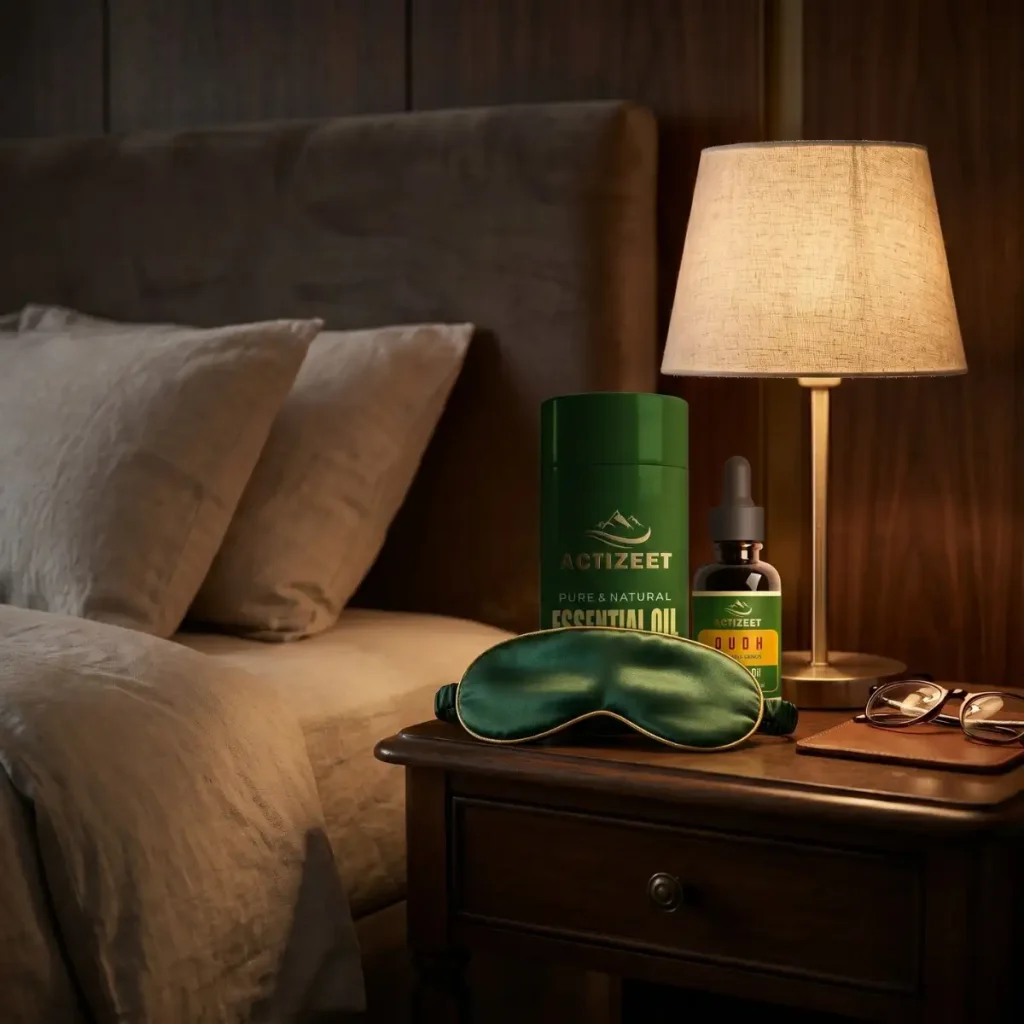 ACTIZEET Oudh Oil with Silk Sleep Mask for Relaxation