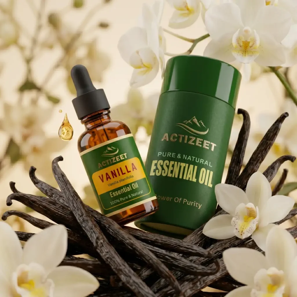 Natural Vanilla Oil with Organic Vanilla Beans and Orchids