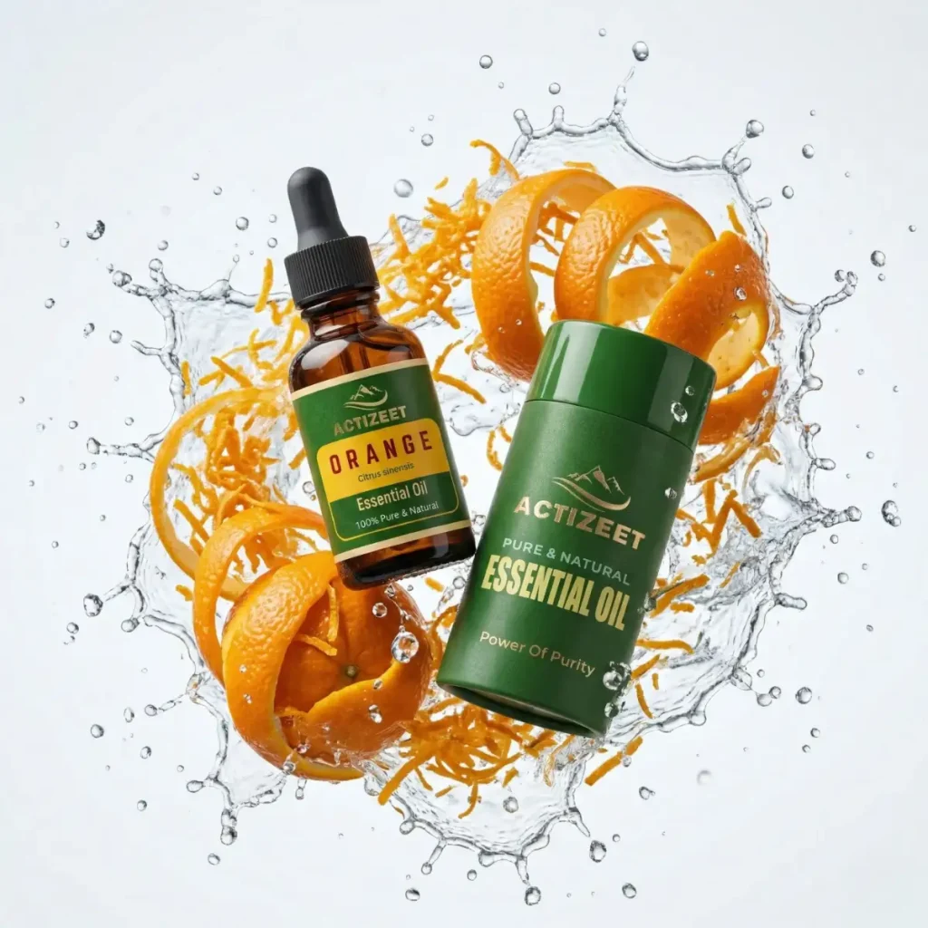 Pure Orange Essential Oil Bottle ACTIZEET for Skin Care